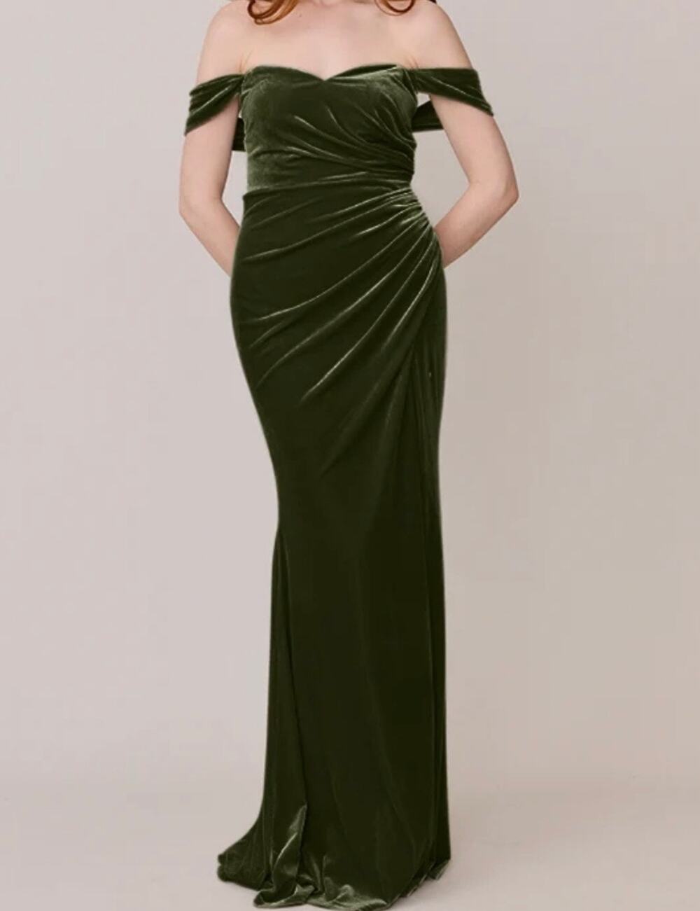 Revelry Ariel Convertible Velvet Bridesmaid Dress Ruched Sweetheart 6 Formal